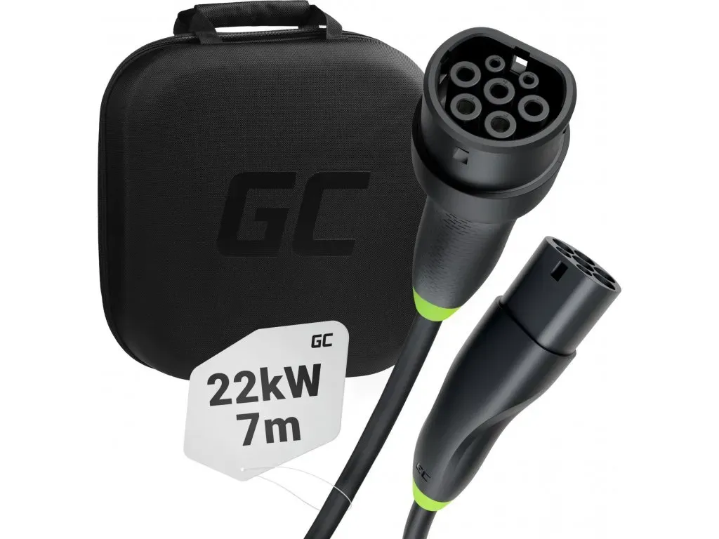 EV nabíjecí kabel Green Cell Snap Type 2 22kW 7m