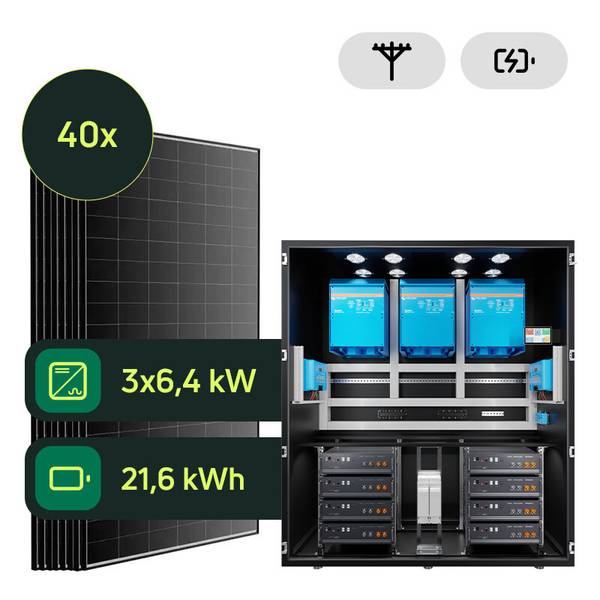 Hybrid Victron 20kWp 21,6kWh 3-fáz RACK predpripravený solárny systém ...