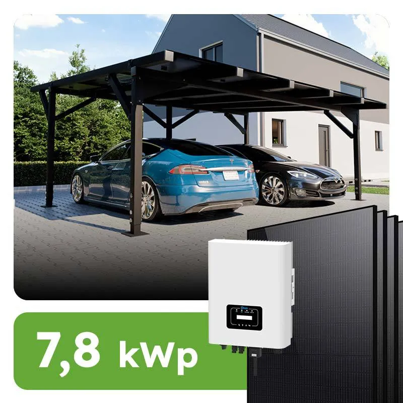 Solárny prístrešok pre 2 vozidlá 7,8kWp carport RC1 On-grid na kľúč