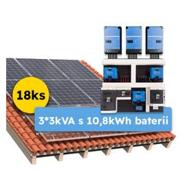Třífázový hybridní systém Victron na klíč 6,88kWp 9,6kWh s dotací