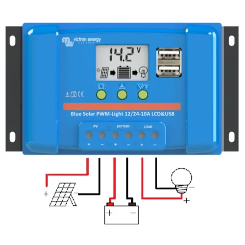 Regulátor nabíjania PWM Victron Energy LCD a USB 12/24V 5A