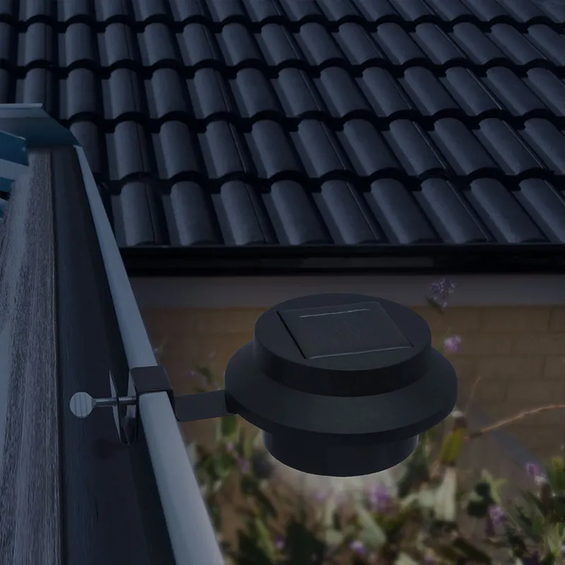 Solárna 3 LED lampa na odkvap / plot čierna