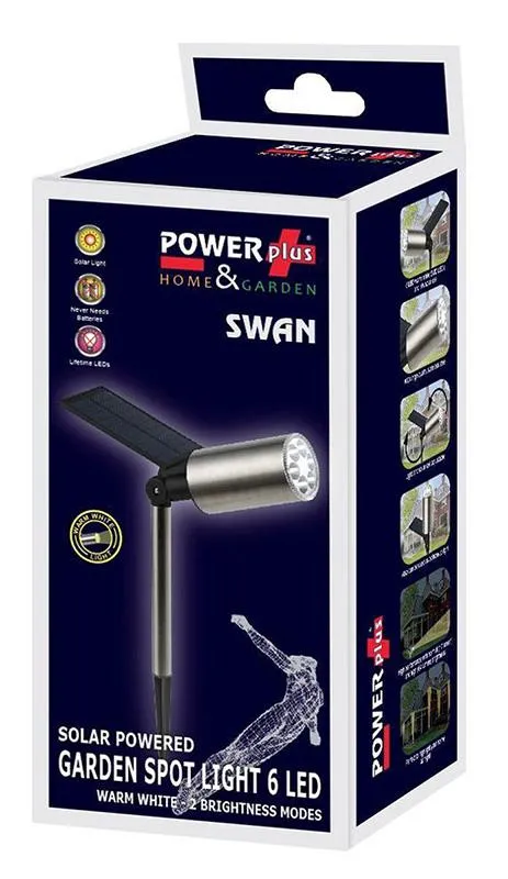 Solárne bodové osvetlenie POWERPlus Swan 6LED 64 Lumenov