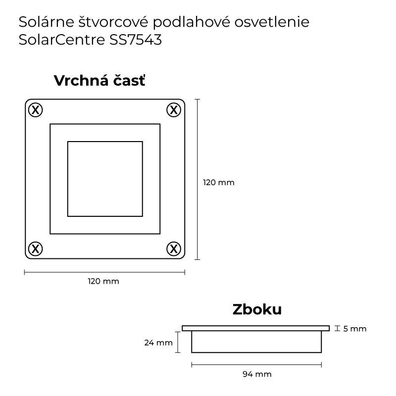 Solárne štvorcové podlahové osvetlenie SolarCentre SS7543