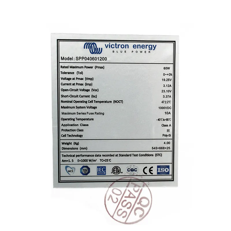 Solárny panel 60Wp 12V polykryštalický Victron Energy BlueSolar series 4a