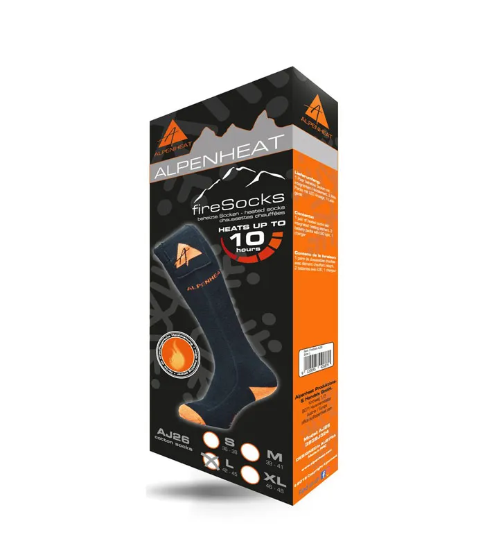 Vyhrievané ponožky Alpenheat FIRE-SOCKS bavlna veľkosť XL