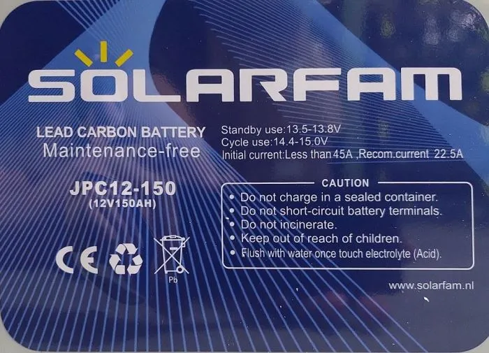 Bezúdržbová oloveno-uhlíková batéria Solarfam 12V 150Ah
