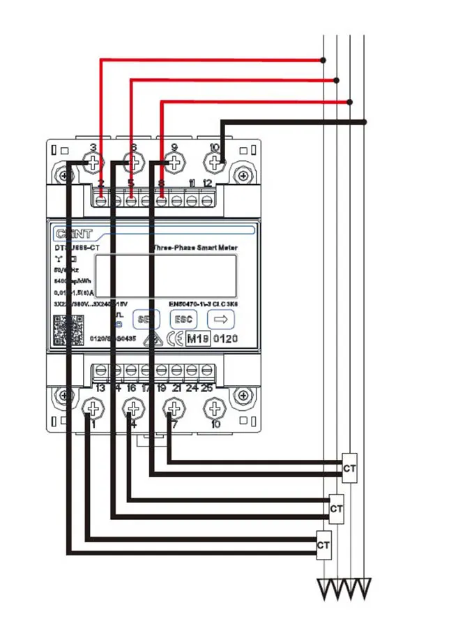 Merač a analyzátor výkonu Chint Smartmeter DTSU666-CT trojfázový pre FoxESS + 3xCT200/5A 25mm