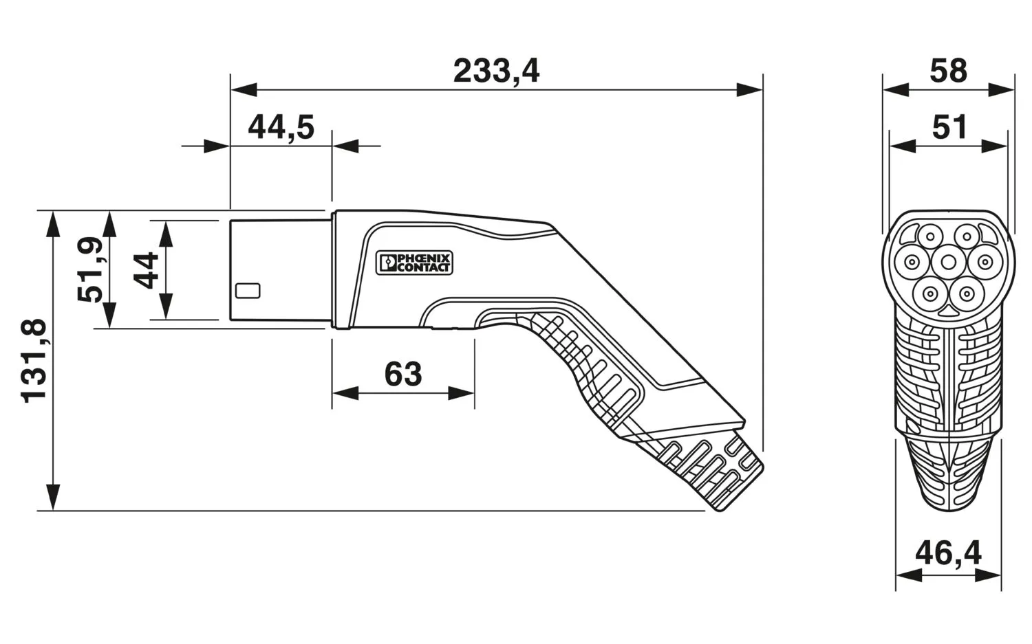 EV nabíjací kábel Phoenix Contact CHARX connect Type 2 – 22kW, 5m