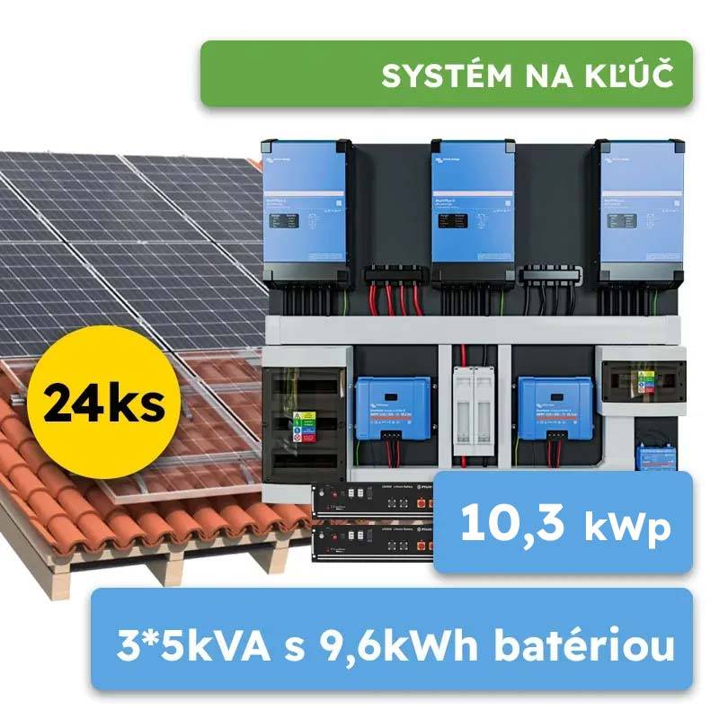 Hybrid Victron 10,3kWp 9,6kWh 3-fáz systém na kľúč