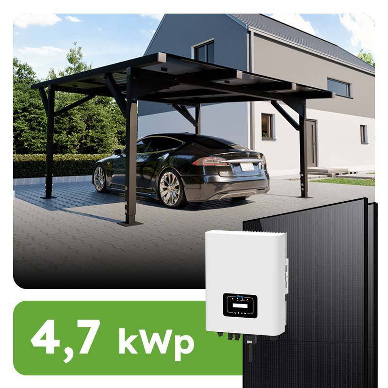 Ecoprodukt Solárny prístrešok pre 1 vozidlo 4,7kWp carport RC1 On-grid na kľúč