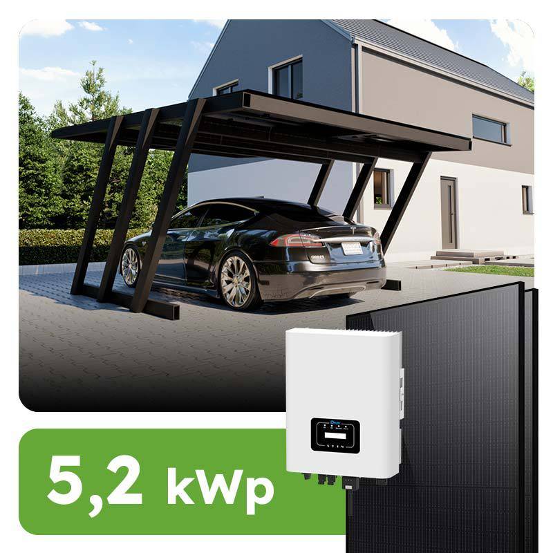 Ecoprodukt Solárny prístrešok pre 1 vozidlo 5,2kWp carport RC2 On-grid na kľúč