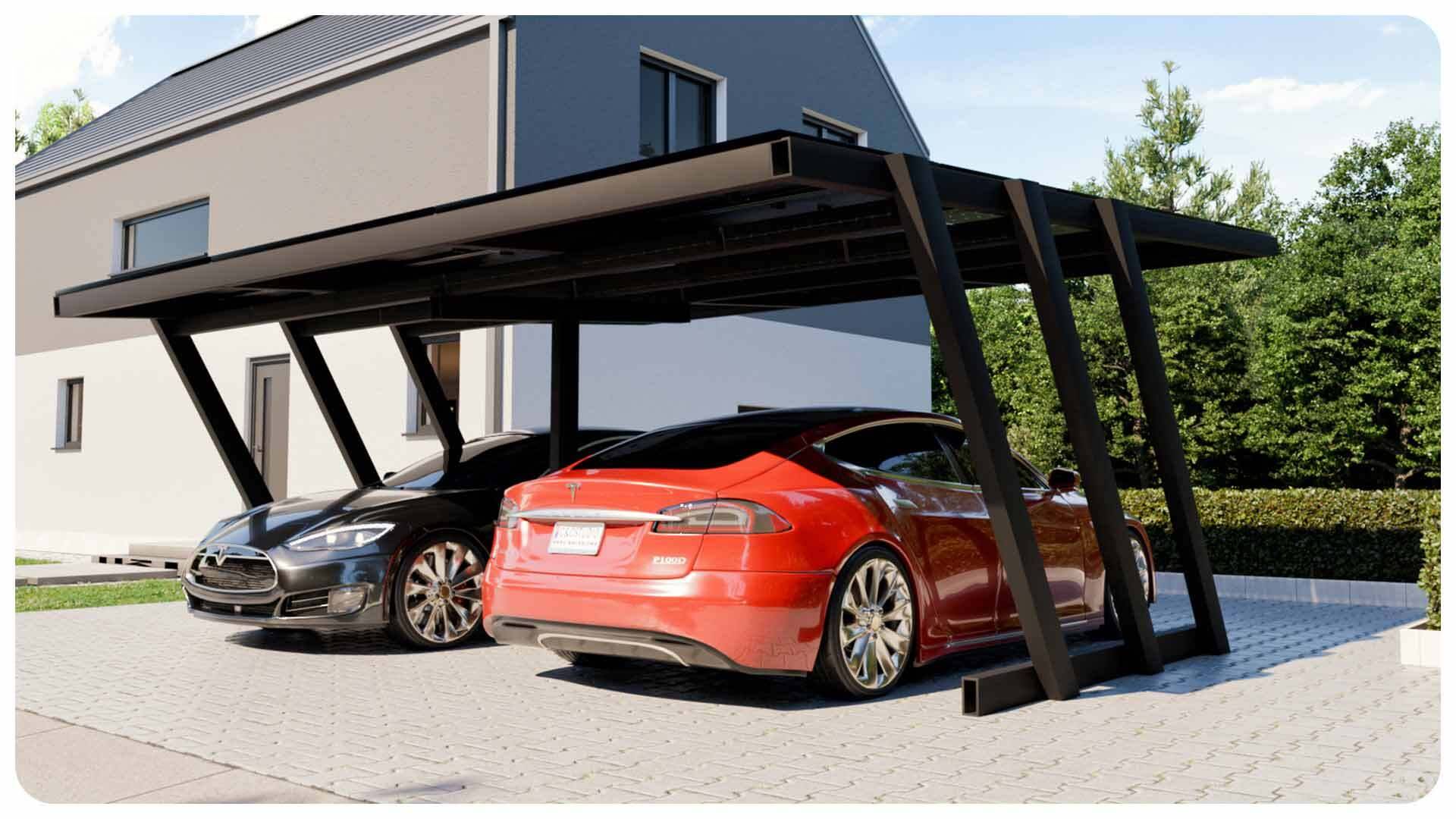 Ecoprodukt Solárny prístrešok pre 2 vozidlá 7,8 kWp carport RC2 s panelmi - bez inštalácie, meniča a dotácie